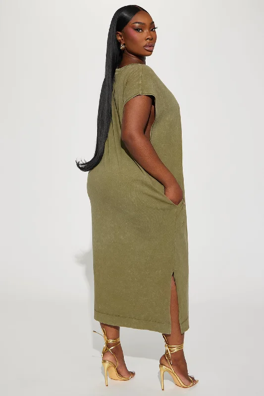 Raya Knit Midi Dress - Olive