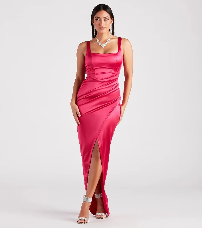 Rebecca Satin Slim-Fit Formal Dress