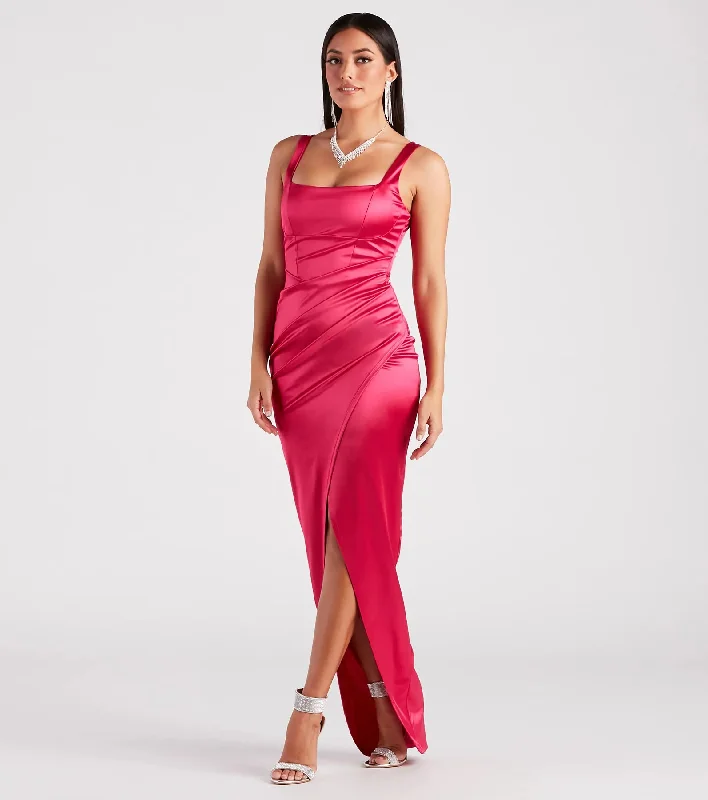 Rebecca Satin Slim-Fit Formal Dress