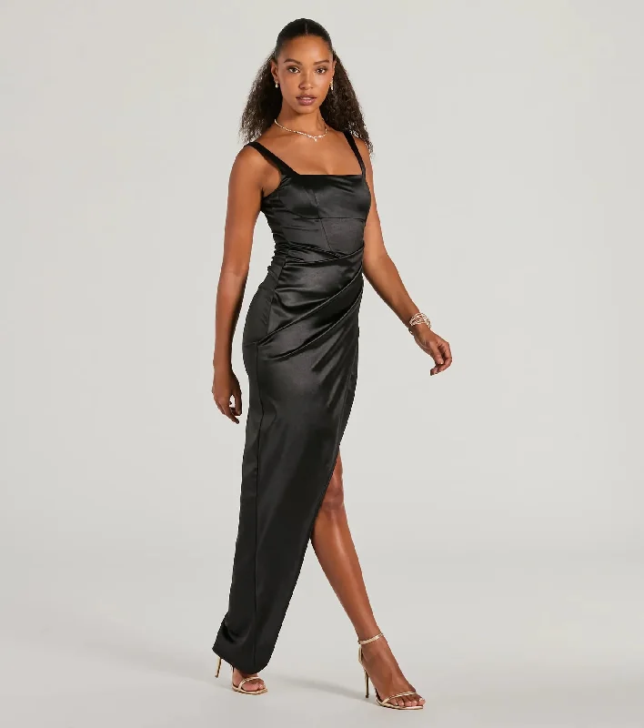 Rebecca Satin Slim-Fit Formal Dress