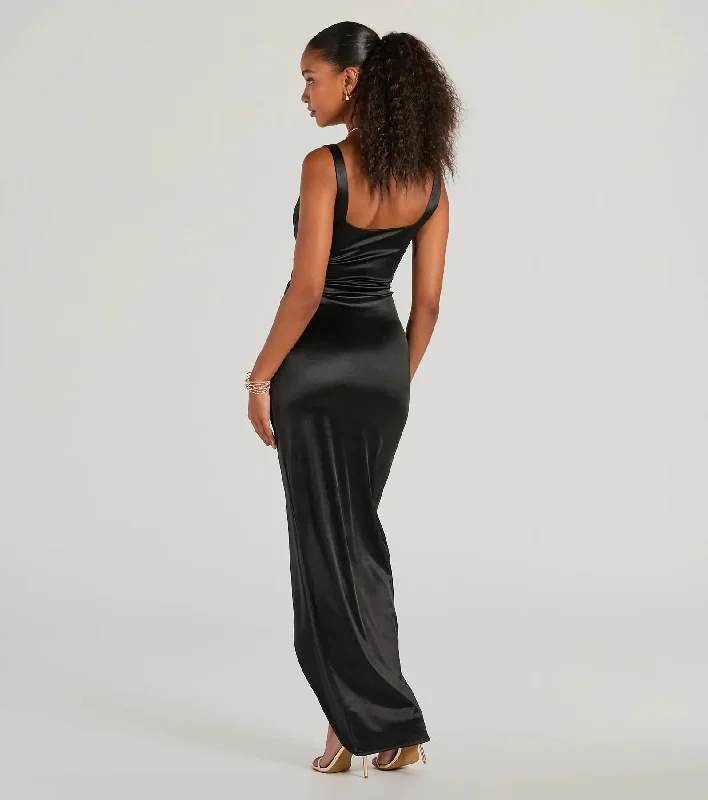 Rebecca Satin Slim-Fit Formal Dress