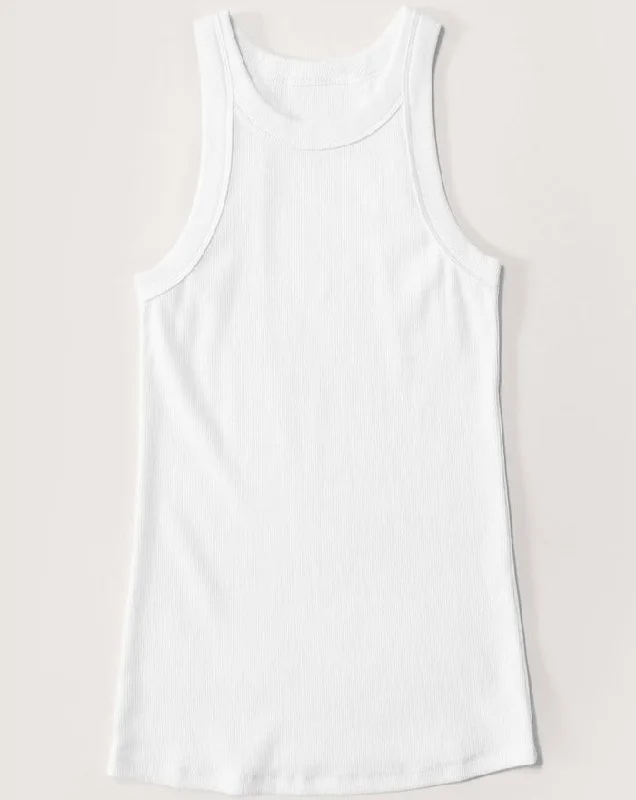 Rib Fitted Racer Tank (Brilliant White)