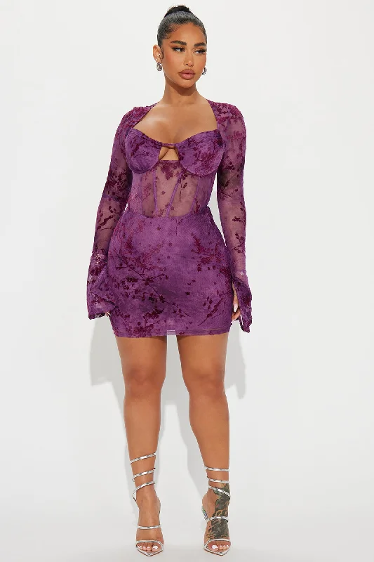 Riley Mesh Mini Dress - Plum