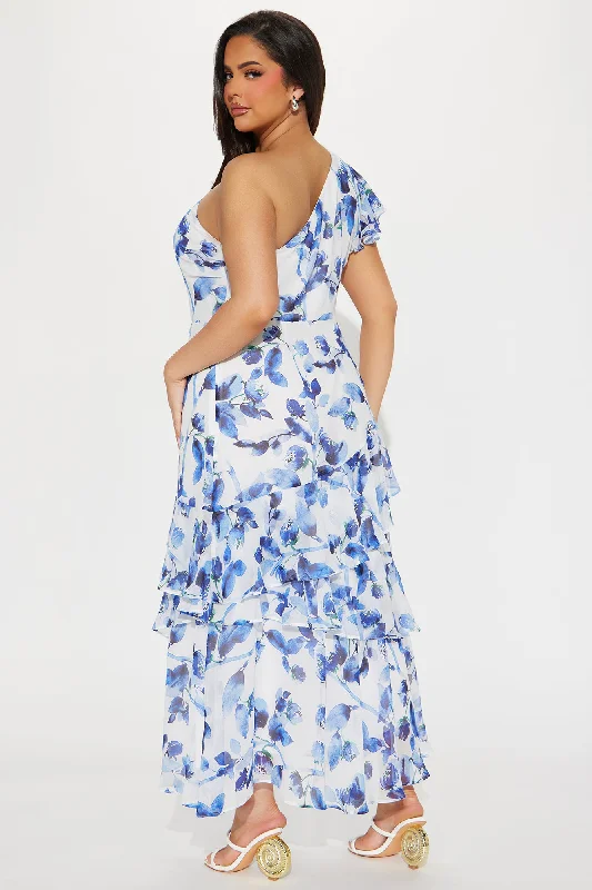 Roses Are Red Chiffon Maxi Dress - Blue/combo