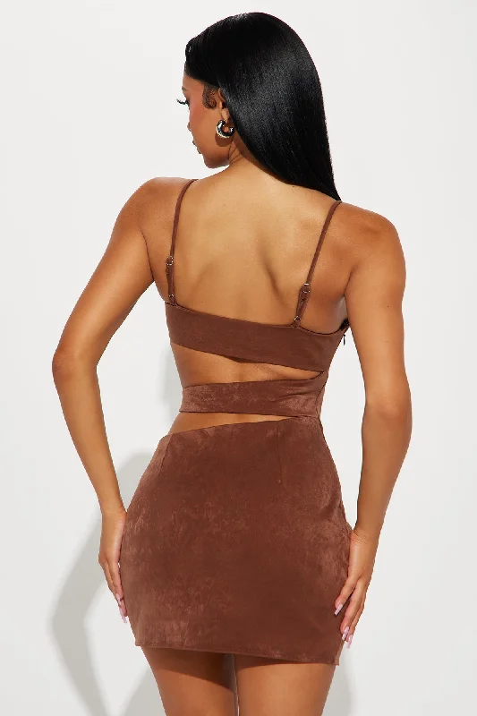 Rosie Cut Out Micro Mini Dress - Brown