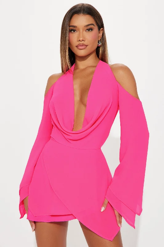 Sandra Chiffon Mini Dress - Hot Pink