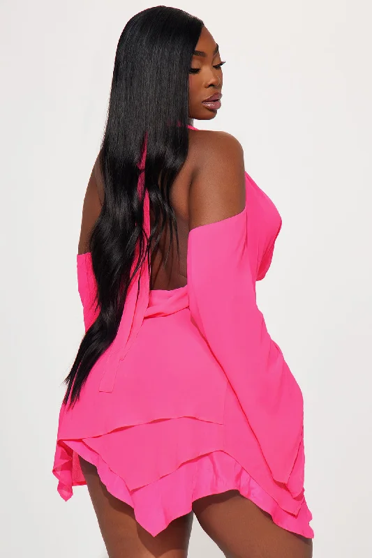 Sandra Chiffon Mini Dress - Hot Pink