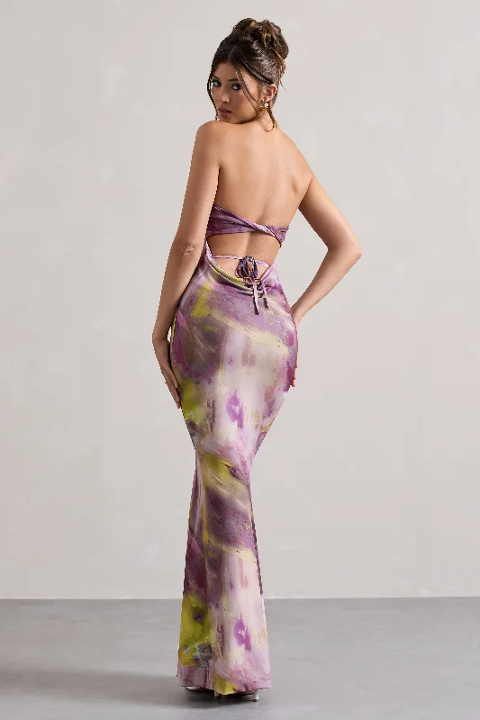 Santiago | Lilac Print Strapless Twist Maxi Dress