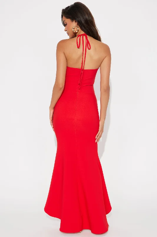 Scarlett High Low Midi Dress - Red