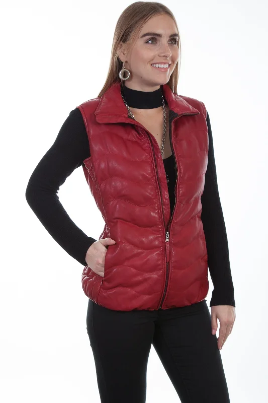 Scully Womens Red Soft Lamb Puffer Vest