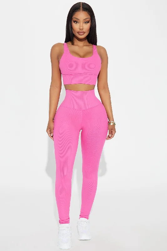 Serenity Ribbed Leggings - Hot Pink