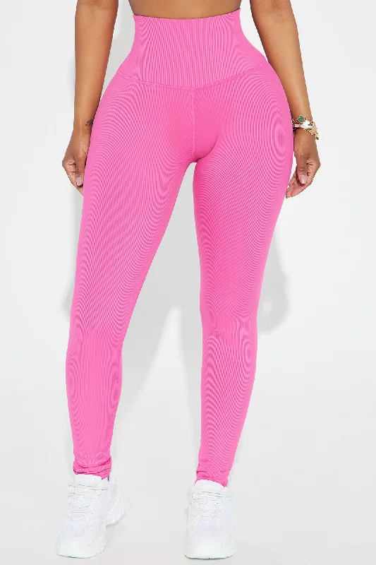 Serenity Ribbed Leggings - Hot Pink