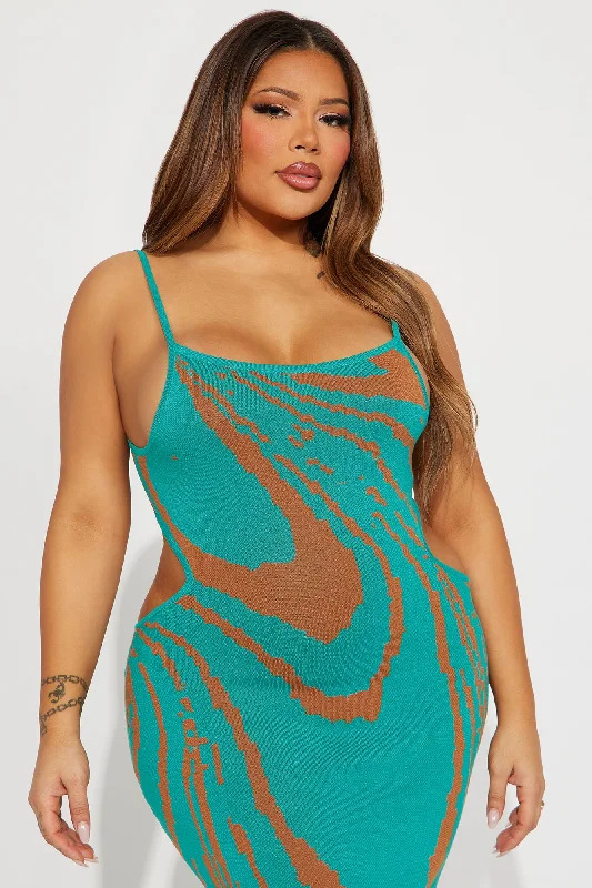 Shayna Sweater Maxi Dress - Turquoise