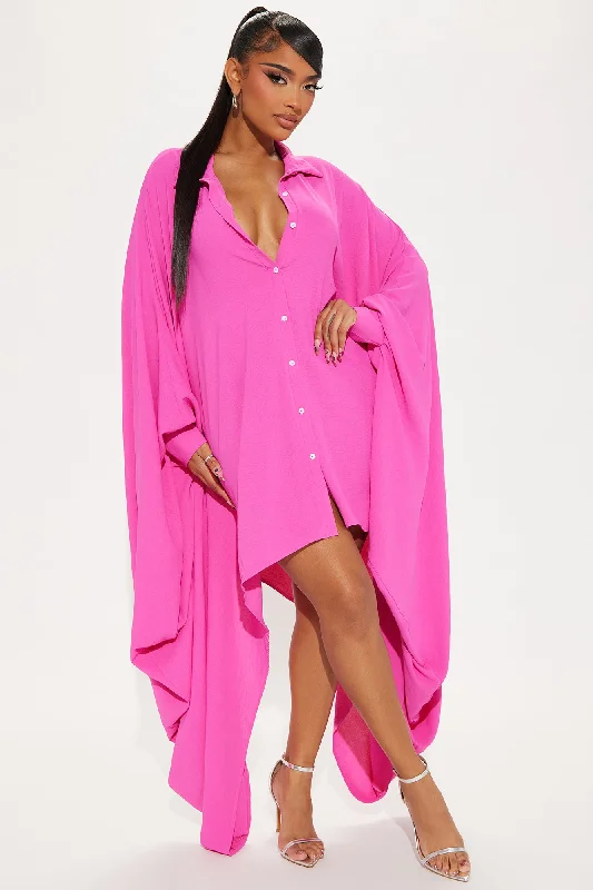 She's A Goddess Oversized Mini Dress - Hot Pink