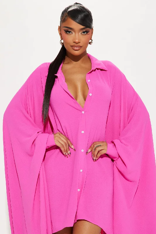 She's A Goddess Oversized Mini Dress - Hot Pink