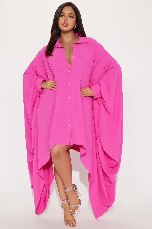 She's A Goddess Oversized Mini Dress - Hot Pink