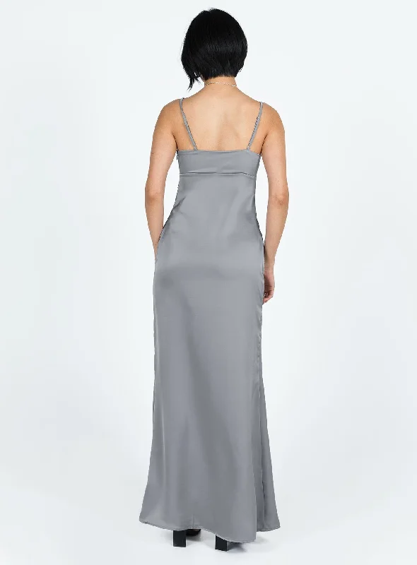 Sidney Lace Trim Maxi Dress Grey