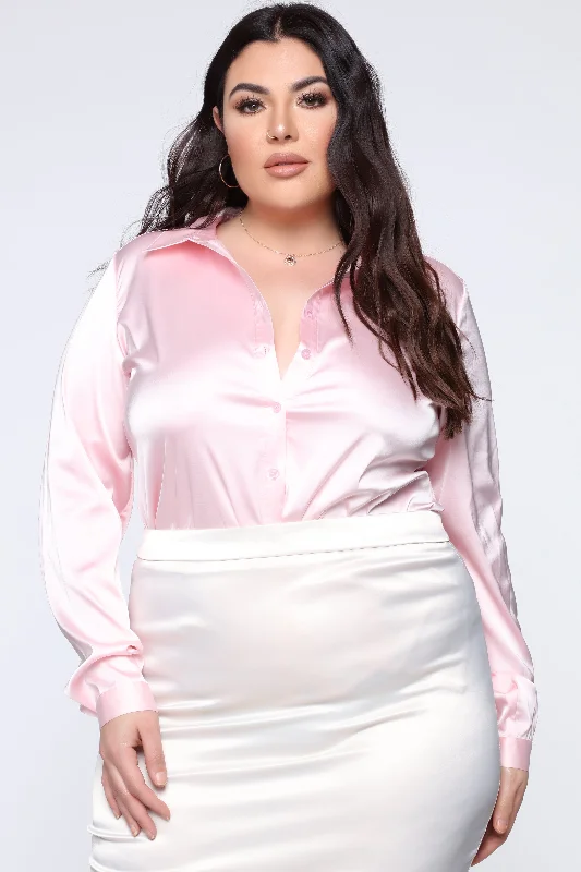 Smooth Talkin' Button Down Top - Pink