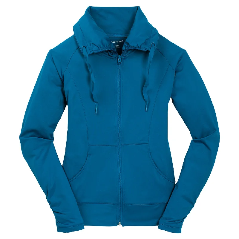 Sport-Tek Women's Peacock Blue Sport-Wick Stretch Full-Zip Jacket