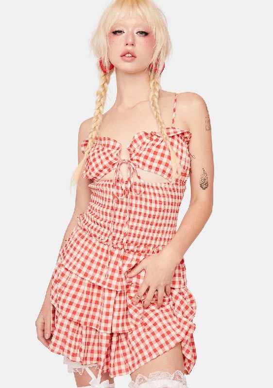 Starting Rumors Gingham Mini Dress