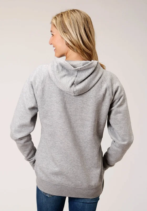 Stetson Womens Grey Cotton Blend 3 Button Applique Hoodie