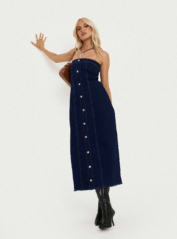 Stoltz Denim Midi Dress Blue