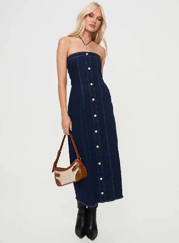 Stoltz Denim Midi Dress Blue