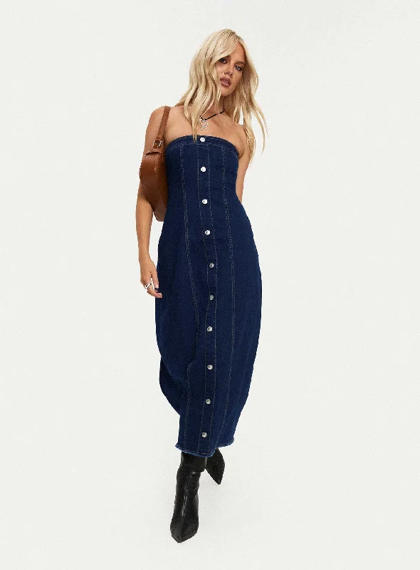 Stoltz Denim Midi Dress Blue