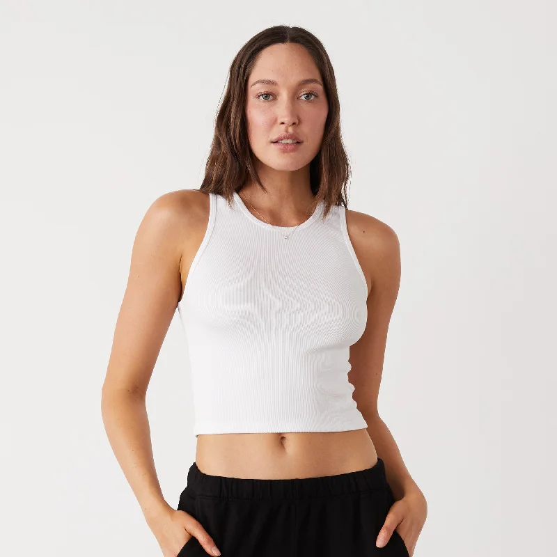 Supima Rib Crop High Neck Tank