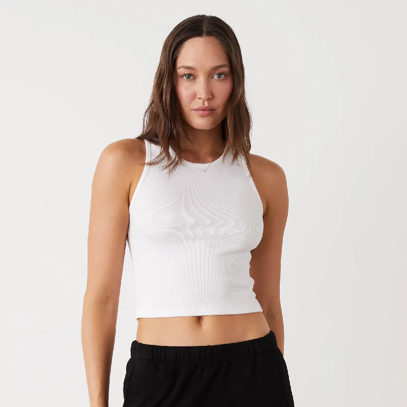 Supima Rib Crop High Neck Tank