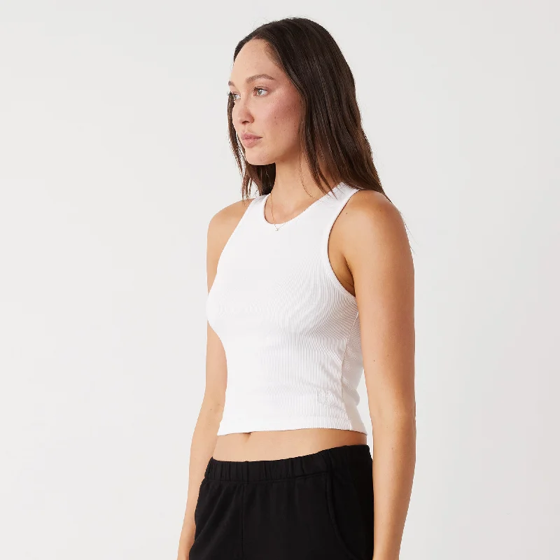 Supima Rib Crop High Neck Tank