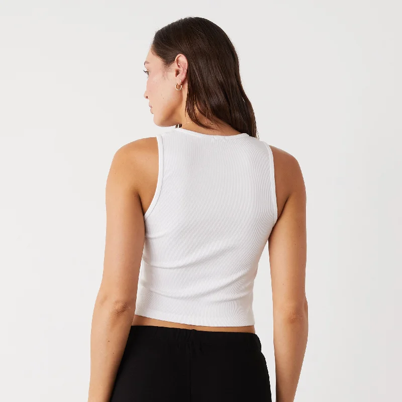 Supima Rib Crop High Neck Tank