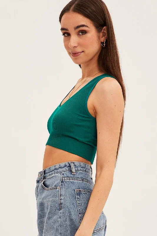 Green Tank Top Sleeveless Seamless