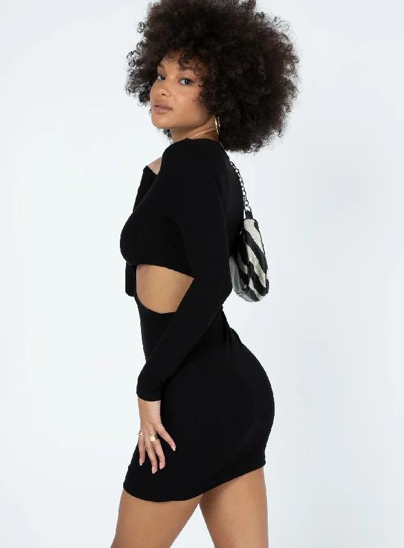 Theodore Long Sleeve Mini Dress Black