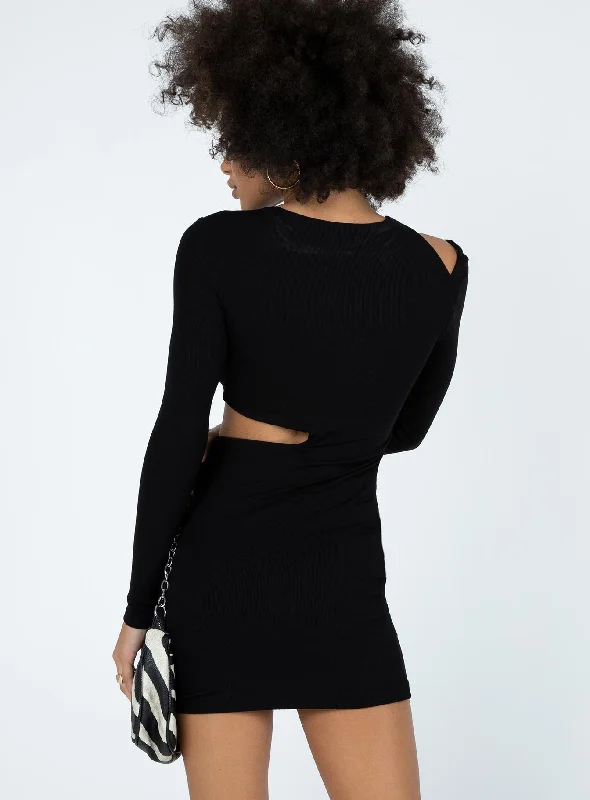 Theodore Long Sleeve Mini Dress Black