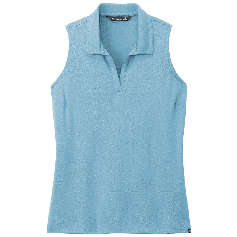 TravisMathew Women's Brilliant Blue Heather Coto Performance Sleeveless Polo