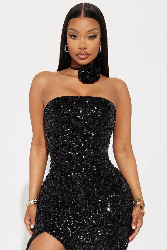 Valentina Sequin Maxi Dress - Black