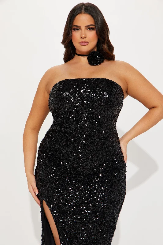 Valentina Sequin Maxi Dress - Black