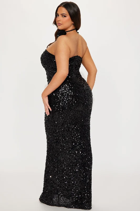 Valentina Sequin Maxi Dress - Black