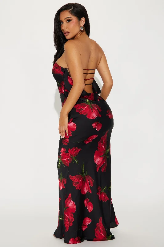 Vanessa Floral Maxi Dress - Black/Red