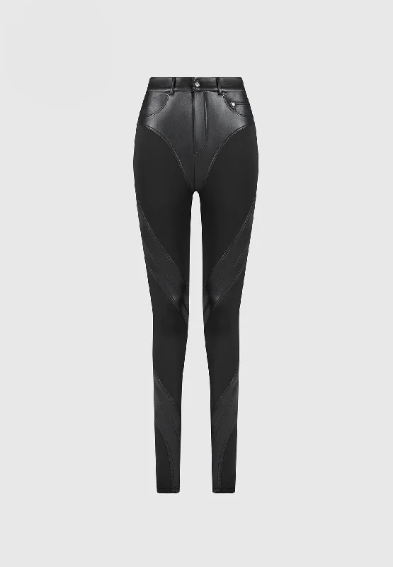 Vegan Leather Contour Leggings - Black