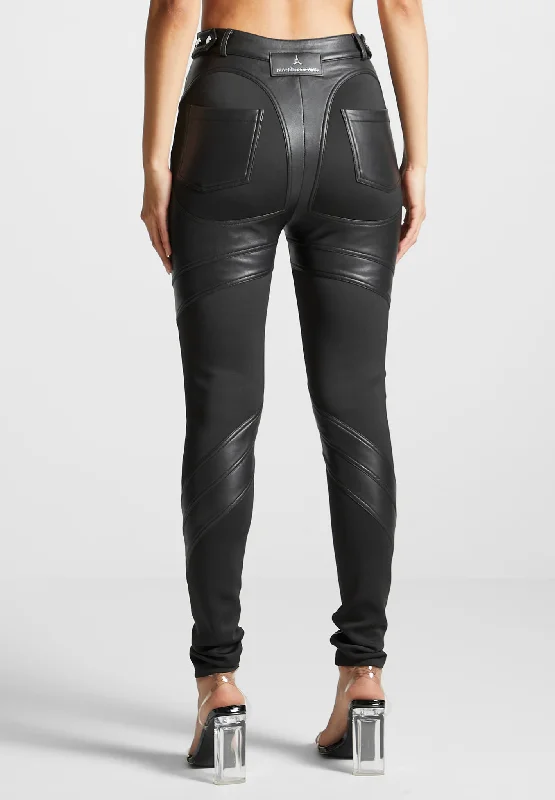 Vegan Leather Contour Leggings - Black