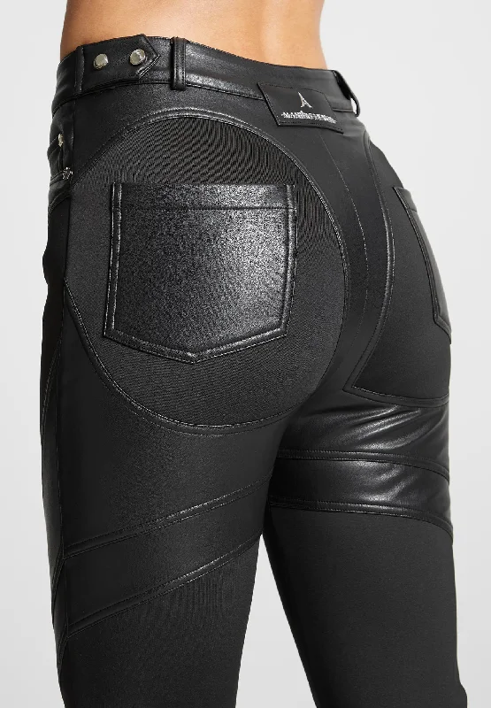 Vegan Leather Contour Leggings - Black