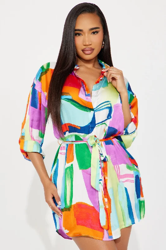 Velma Satin Mini Dress - Multi Color