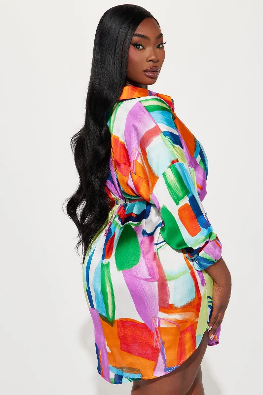 Velma Satin Mini Dress - Multi Color