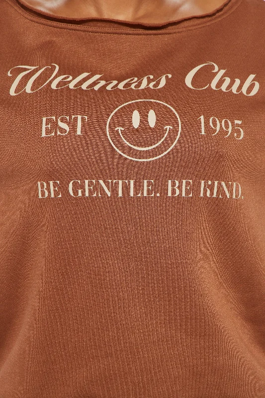 Wellness Club Off The Shoulder Sweatshirt - Mocha