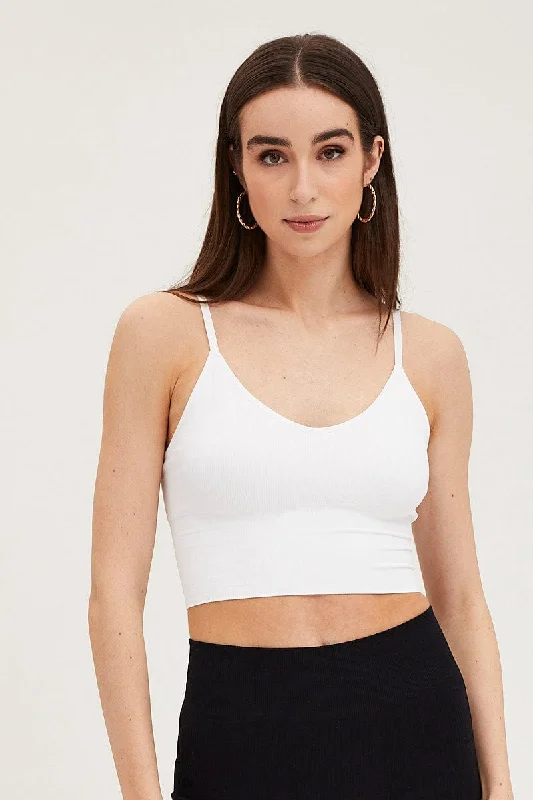 White Crop Singlet Top Seamless