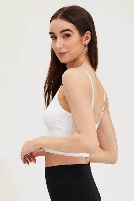 White Crop Singlet Top Seamless