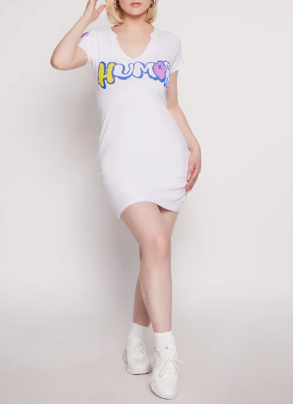 Humor Notch Neck Graphic T Shirt Dress