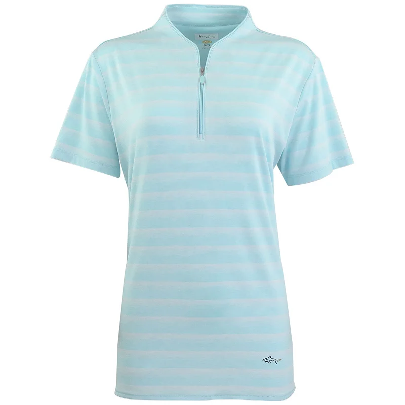 Greg Norman Women's Seaside Blue Heather LAB Stripe Polo